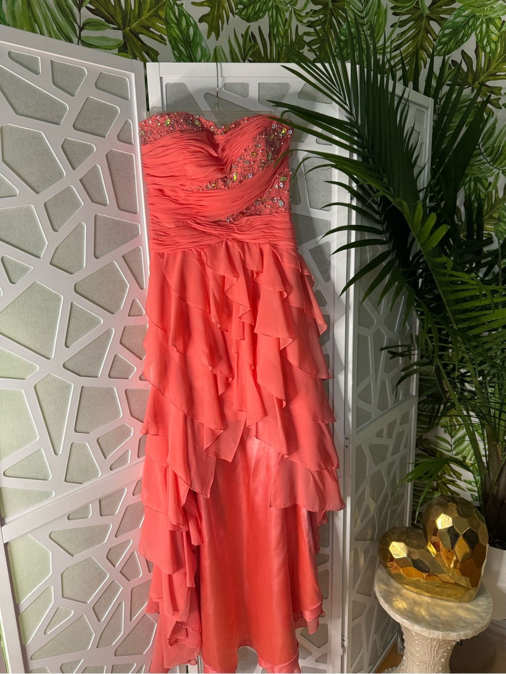 Morrell Maxie Coral Strapless Evening Dress